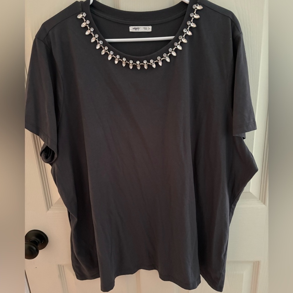 Maurices Silver Embellished Relaxed Blouse